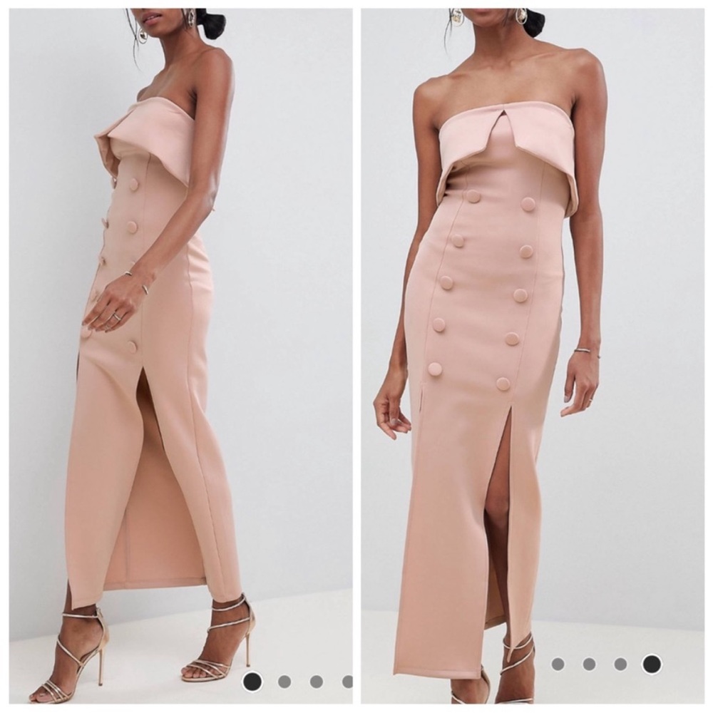 ASOS pink strapless tuxedo scuba dress size 6